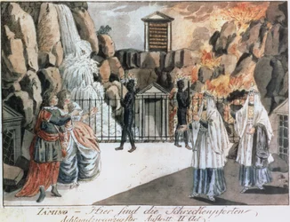 Tamino und Pamina vor dem Tempel, Szene aus 